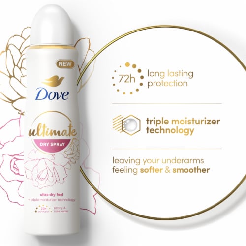 Dove Ultimate Peony & Rose Water Dry Spray Antiperspirant Perspective: bottom