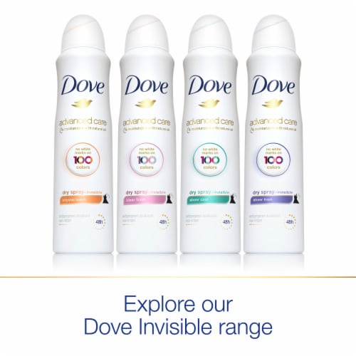 Dove Advanced Care Invisible Clear Finish Dry Spray Antiperspirant Deodorant Perspective: bottom