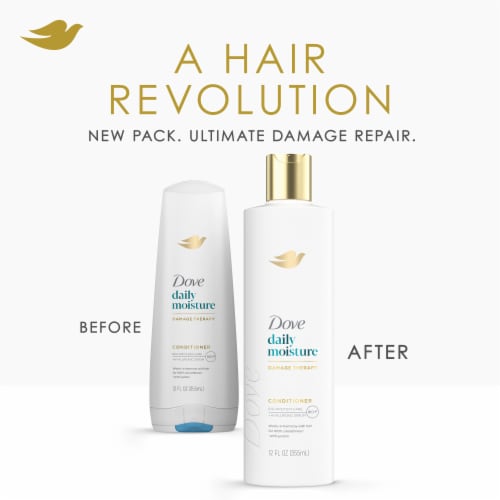 Dove Conditioner, Damage Therapy Daily Moisture for Dry Hair with Bio-Protein Care Perspective: bottom