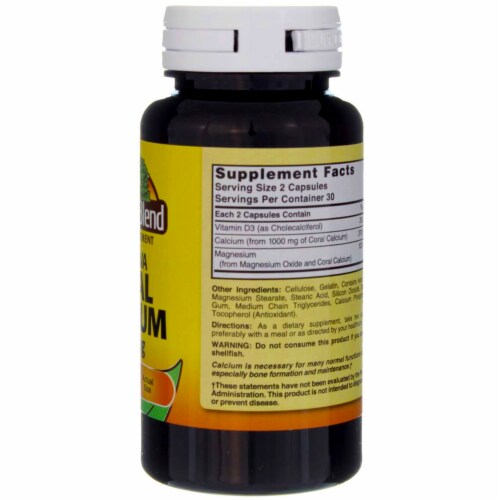Nature's Blend Okinawa Coral Calcium Capsules 1000mg Perspective: bottom