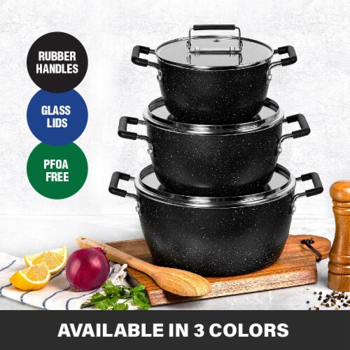 Granite Stone Non-Stick Nesting Pots - Black Perspective: bottom