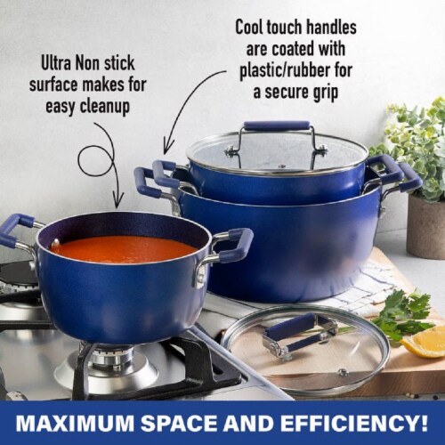 Granite Stone Blue Non-Stick Nesting Pots Perspective: bottom