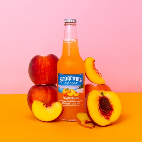 Seagram's Escapes Peach Bellini Flavored Hard Beverage Cooler Single Bottle Perspective: bottom