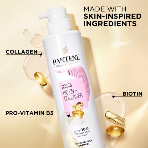 Pantene Miracles Infinite Lengths Shampoo with Biotin and Collagen Sulfate Free Perspective: bottom