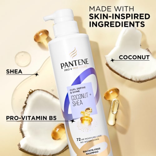 Pantene Miracles Curl Define and Shine Shampoo with Coconut and Shea Sulfate Free Perspective: bottom