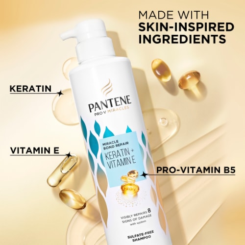 Pantene Miracles Bond Repair Shampoo with Keratin and Vitamin E Sulfate Free Perspective: bottom