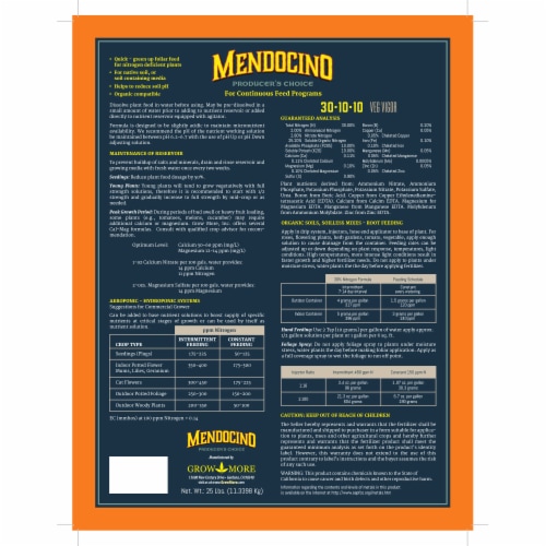 Grow More Mendo Water Soluble Garden and Greenhouse Plant Fertilizer, 25 Pounds Perspective: bottom