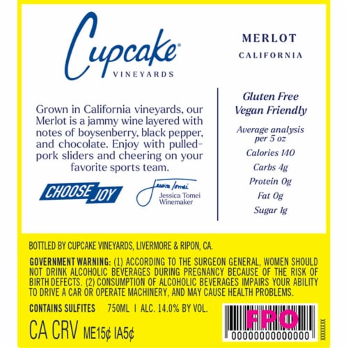 Cupcake Vineyards Merlot California Red Wine Perspective: bottom