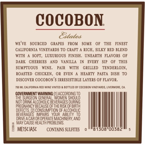 Cocobon Red Blend California Wine Perspective: bottom