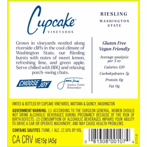Cupcake Vineyards Riesling Washington White Wine Perspective: bottom