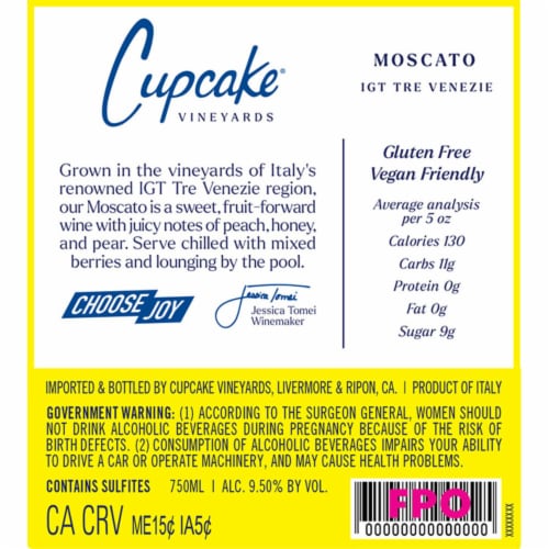 Cupcake Vineyards Moscato Italy White Wine Perspective: bottom