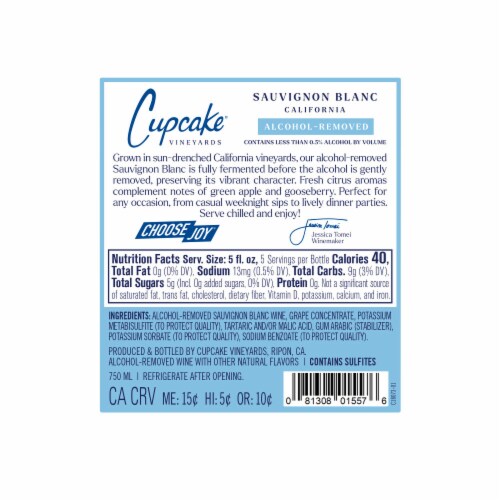 Cupcake Vineyards Alcohol-Removed Sauvignon Blanc California Perspective: bottom