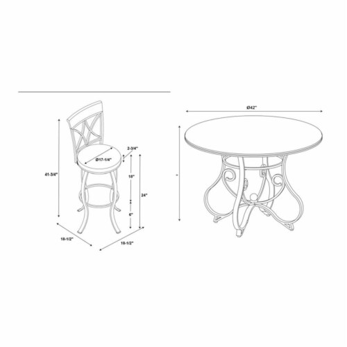 Linon Hamilton Five Piece Wood and Metal Dining Set in Pewter and Faux Cherry Perspective: bottom
