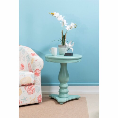 Linon Bree Wood Accent Side Table in Blue Perspective: bottom