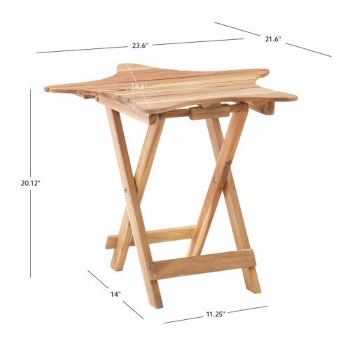 Linon Westover Wood Outdoor Folding Table in Natural Brown Perspective: bottom