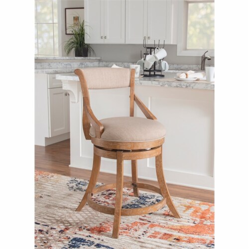 Linon Remy 26 Wood Upholstered Big and Tall Counter Stool in Brown
