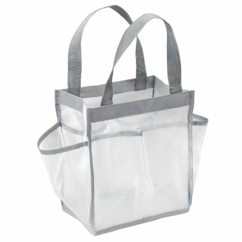 iDesign Nylon Mesh Shower Tote - White/Gray Perspective: bottom