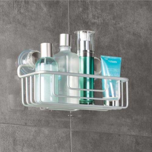 iDesign Metro Aluminum Turn-N-Lock Suction Basket - Silver Perspective: bottom