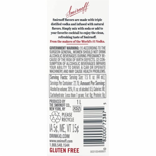 Smirnoff Orange (Vodka Infused With Natural Flavors) Perspective: bottom