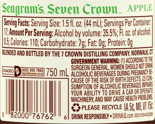 Seagram's 7 Crown Apple Blended Whiskey Perspective: bottom