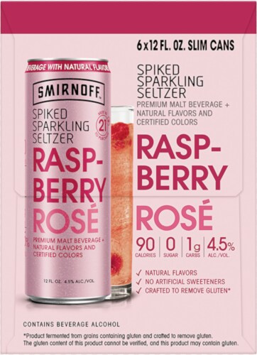 Smirnoff Raspberry Rose Premium Spiked Sparkling Seltzer Perspective: bottom