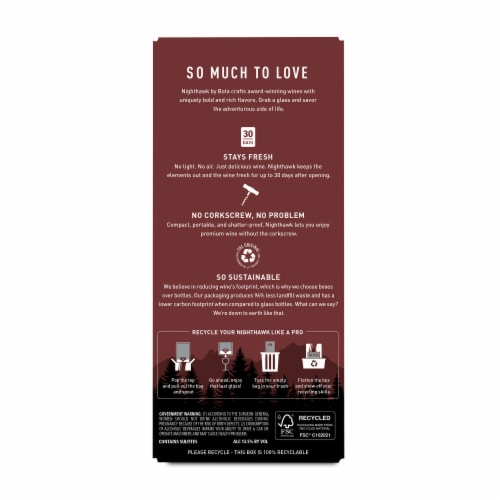 Nighthawk Black by Bota Box Bold Cabernet Sauvignon Red Wine Perspective: bottom