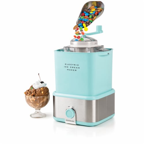 Nostalgia Electric Ice Cream Maker with Candy Crusher - Aqua Perspective: bottom