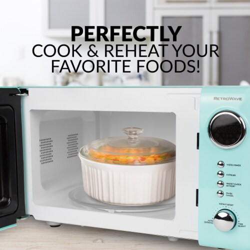 Nostalgia Countertop Microwave Oven - Aqua Perspective: bottom