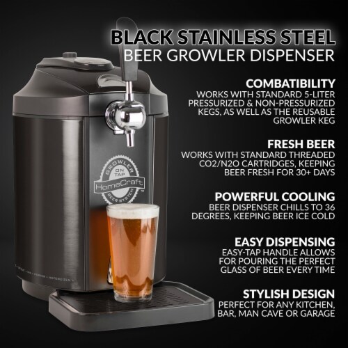 HomeCraft Stainless Steel Tap Beer Growler Cooling System - Black Perspective: bottom