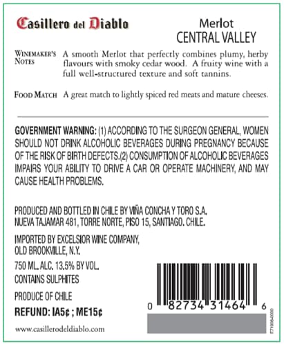 Casillero del Diablo Merlot Red Wine Perspective: bottom