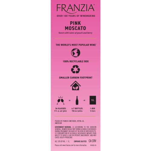 Franzia Pink Moscato Vintner Select Rose Wine Box Perspective: bottom