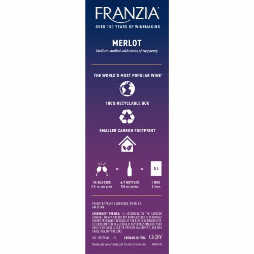 Franzia Vintner Select Merlot Red Wine Box Perspective: bottom