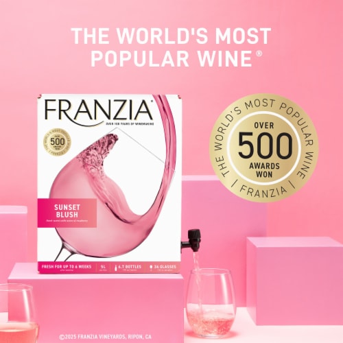 Franzia Sunset Blush House Favorites Blend Rose Wine Box Perspective: bottom