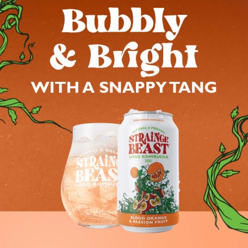 Strainge Beast Passion Fruit Hops & Blood Orange Hard Kombucha Perspective: bottom