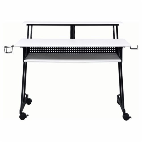 ACME Suitor Wooden Top Music Recording Studio Desk in White and Black ...