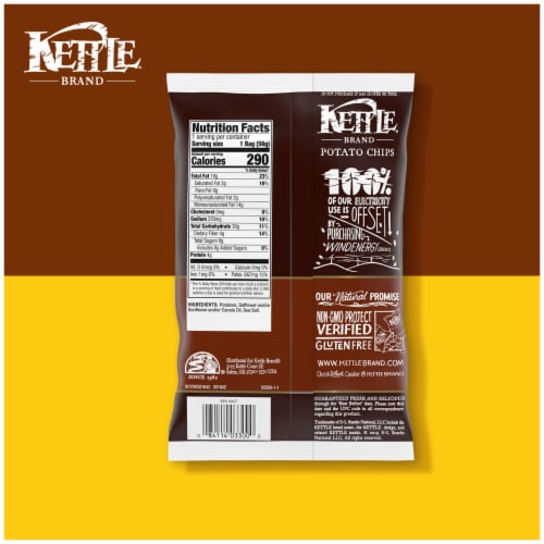 Kettle Brand Potato Chips Sea Salt Kettle Chips Snack Bag Perspective: bottom