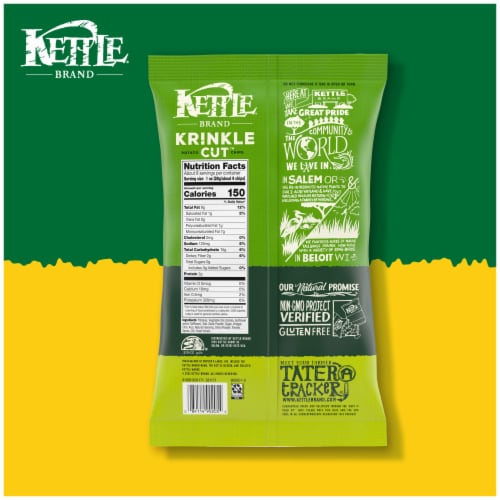 Kettle Brand Potato Chips Krinkle Cut Dill Pickle Kettle Chips Perspective: bottom