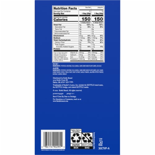Kettle Brand® Sea Salt and Jalapeno Kettle Potato Chips Variety Pack Perspective: bottom