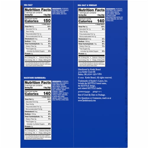 Kettle Brand Kettle Potato Chips Variety Pack Perspective: bottom