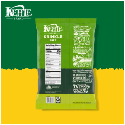 Kettle Brand Potato Chips, Krinkle Cut, Dill Pickle Kettle Chips, Party Size, 13 Oz Perspective: bottom