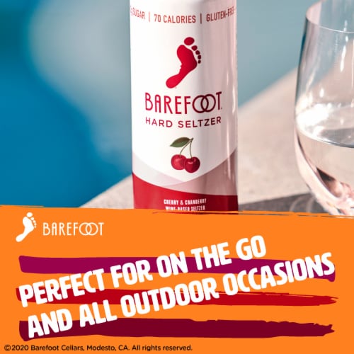 Barefoot Hard Seltzer Cherry and Cranberry Wine Cans Perspective: bottom