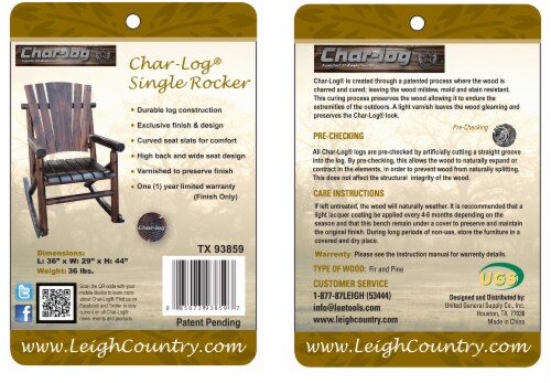 Leigh Country Char-log Single Rocker - Brown Perspective: bottom