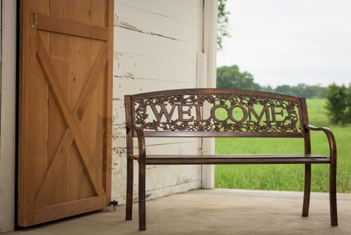 Leigh Country Metal Welcome Bench - Bronze Perspective: bottom