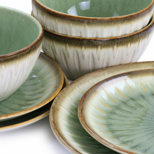 Gibson Elite Mayfair Bay 12 Piece Stoneware Dinnerware Set in Green 1 Each Harris Teeter