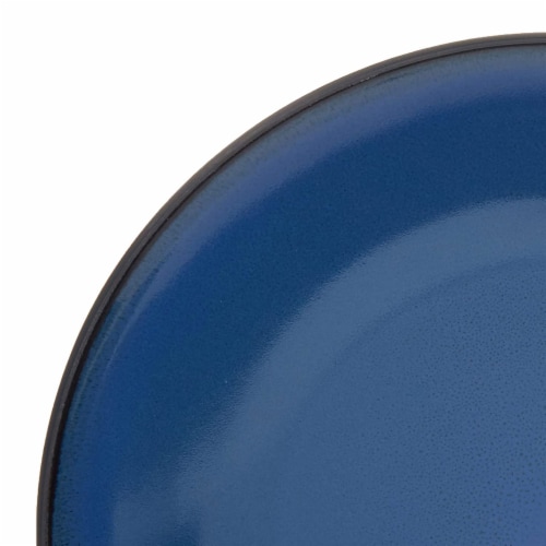 Gibson Soho Lounge 16 Piece Round Glaze Dinnerware Plates, Bowls, & Mugs, Blue Perspective: bottom