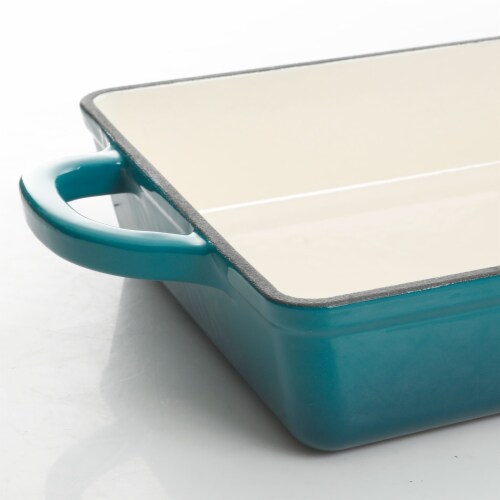 Crock-pot Artisan 13 Enameled Cast Iron Lasagna Pan, Teal Ombre