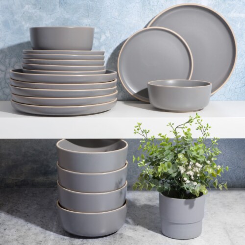 Gibson Home Zuma 18 Piece Dinnerware Set Gray, Service for 6 (18pcs) Smith’s Food and Drug