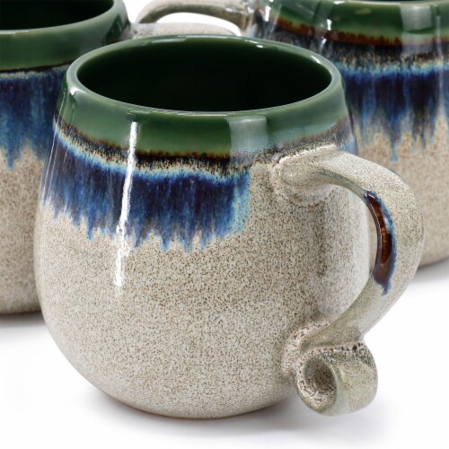 Meritage Lexington 4 Piece 20 Ounce Stoneware Two Tone Mug Set in Green Multi 4 Piece King Soopers