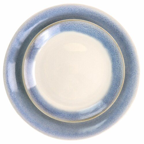Martha Stewart White & BlueReactive Dinnerware Set Perspective: bottom