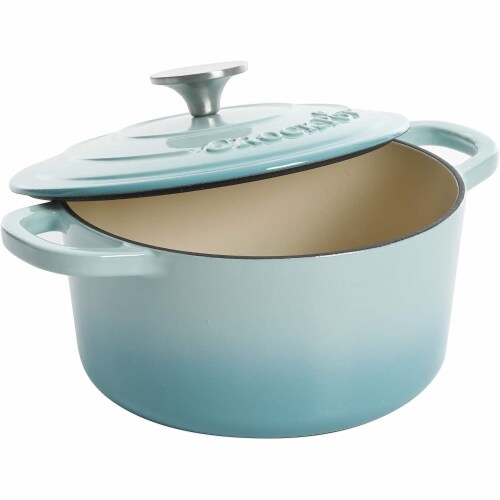 Crock-Pot 3 Quart Round Enamel Cast Iron Covered Dutch Oven Cooker, Aqua Blue Perspective: bottom